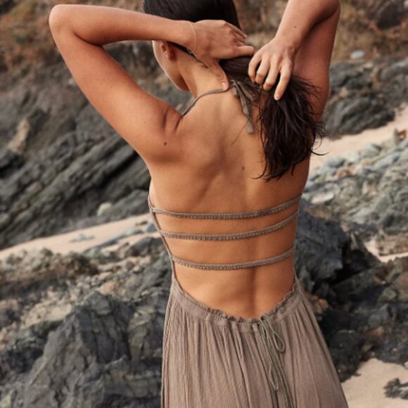 NWT Free People Extratropical Maxi Dress in Olive Stone - Picture 4 of 7